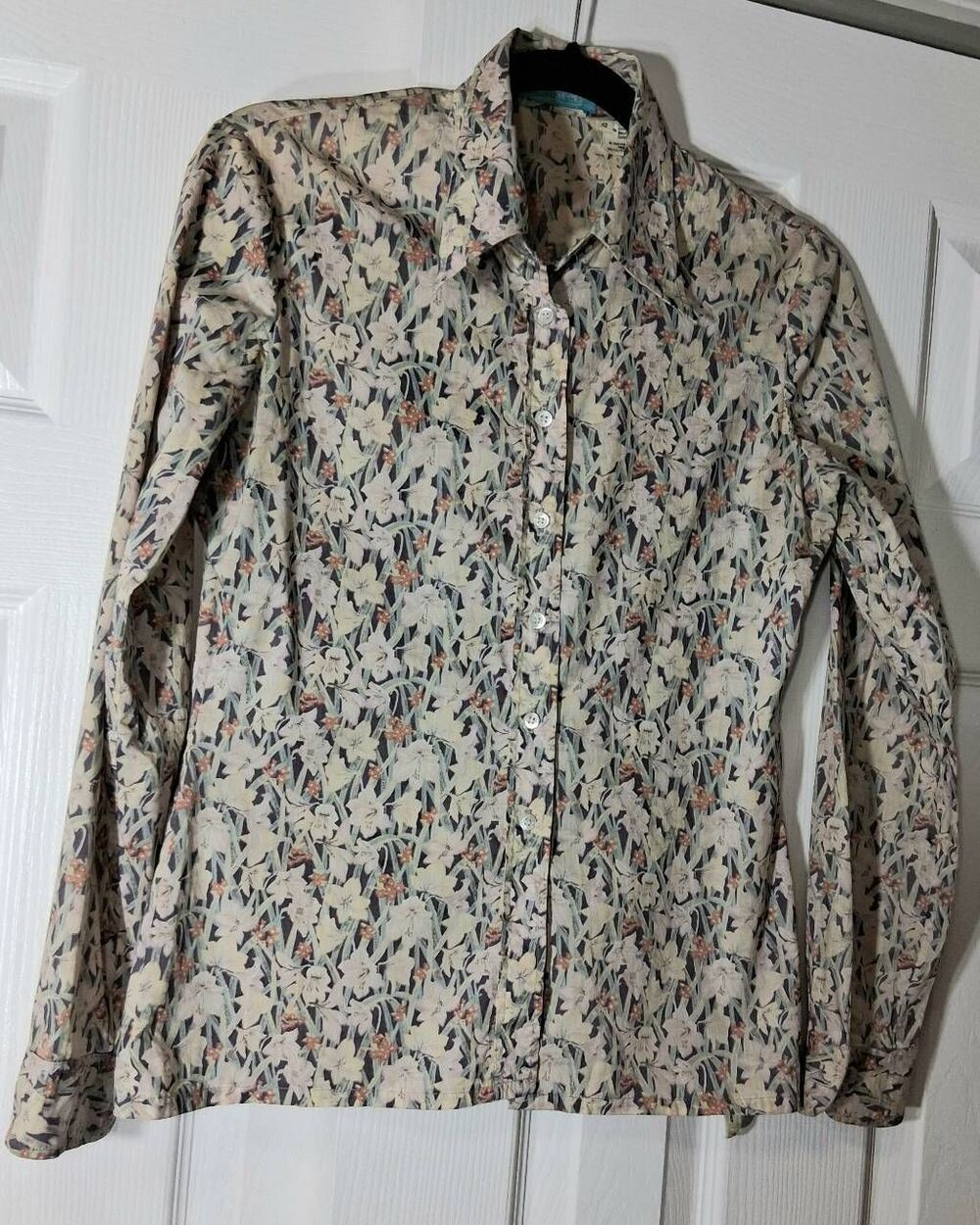 Vintage 90's chemise cacharel womens medium folk art print shirt button floral - Picture 2 of 9